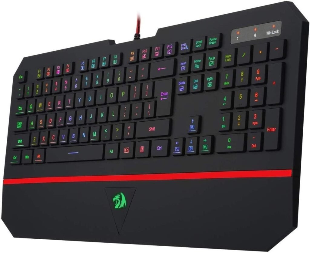teclado gamer membrana redragon karura 2 rgb abnt2 preto k502rgb, unico