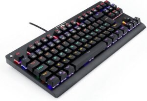 teclado mecânico redragon dark avenger preto iluminação rainbow switch marrom k568r