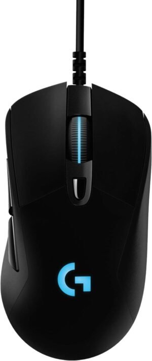 mouse gamer logitech g403 hero com rgb lightsync, 6 botões programáveis, ajuste de peso e sensor hero 25k