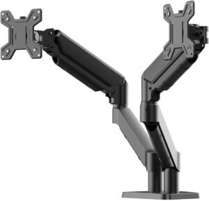 wk msp2, suporte duplo ergonômico articulado de mesa com pistão a gás, design compacto e retrátil para monitores de 12'' a 32'', suporta de 2kg a 10kg, preto
