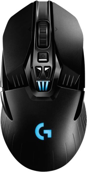 mouse gamer sem fio logitech g903 lightspeed com rgb lightsync, design ambidestro personalizável, sensor hero 25k e bateria recarregável compatível com powerplay