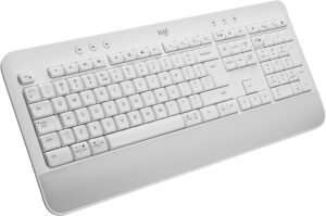 teclado sem fio logitech signature k650 com apoio para as mãos, resistente a derramamentos, teclado numérico, conexão bluetooth ou receptor usb logi bolt e layout us intl branco
