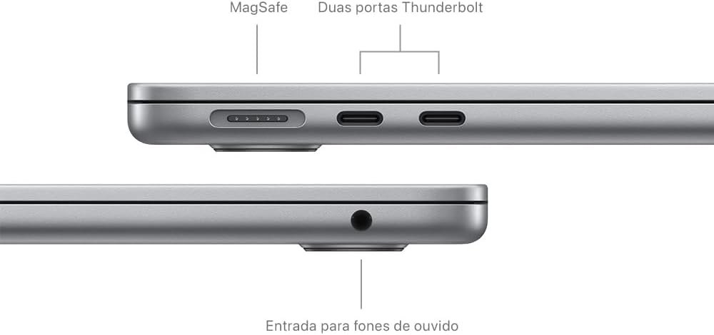 apple 2024 macbook air (de 13 polegadas, processador m3 da apple com cpu 8‑core e gpu 8‑core, 16gb memória unificada, 256 gb) cinzento sideral