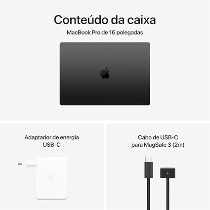 apple 2024 macbook pro (de 16 polegadas, processador m4 max da apple com cpu 16‑core e gpu 40‑core, 48gb memória unificada, 1 tb) preto sideral