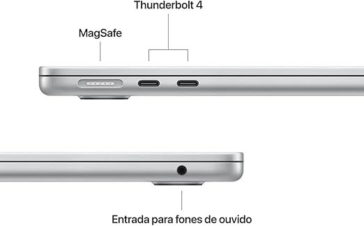 apple 2025 macbook air (de 13 polegadas, processador m4 da apple com cpu 10‑core e gpu 8‑core, 16gb memória unificada, 256 gb) prateado