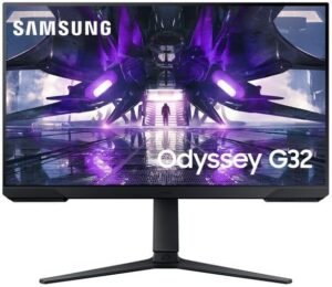 samsung monitor gamer odyssey 27", fhd, 165hz, 1ms, com ajuste de altura, hdmi, dp, freesync, preto, série g32
