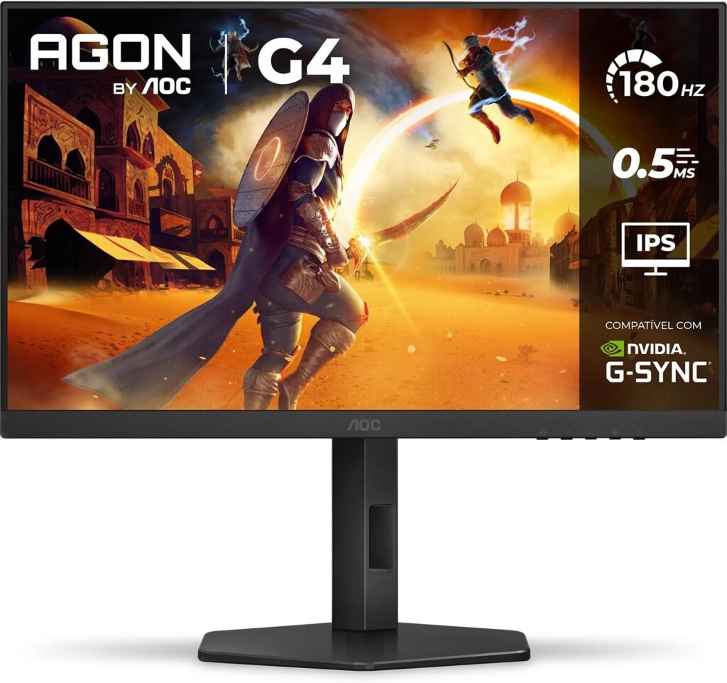 aoc, monitor gamer g4 27” 180hz, 27g4/p, 0,5ms ips, com ajuste de altura