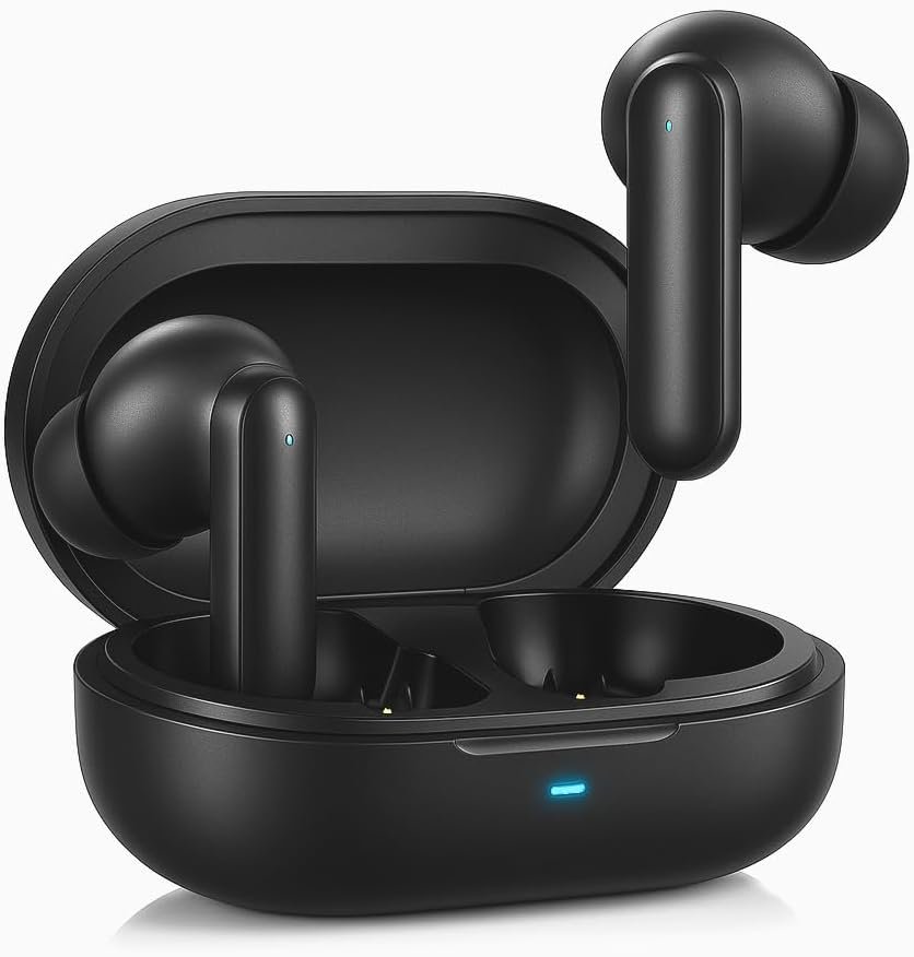 fone de ouvido sem fio com cancelamento de ruído ativo, bluetooth 5.4, tws. ergonômico, ideal para atividades físicas e ligações, microfone embutido, discreto. compatível com iphone, android e windows