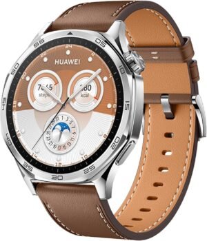 smartwatch, huawei watch gt 5 46mm, nova experiência de corrida e ciclismo, sharp edged design, até 2 semanas de bateria, compatível com ios e android, sistema gps integrado, marrom