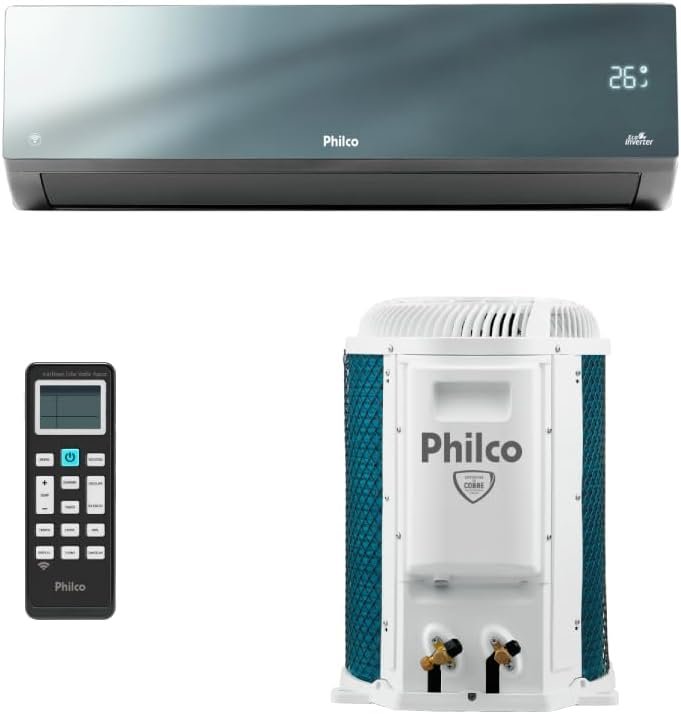 ar condicionado split inverter philco espelhado 12000 btus quente e frio pac12000iqfm15e 220v